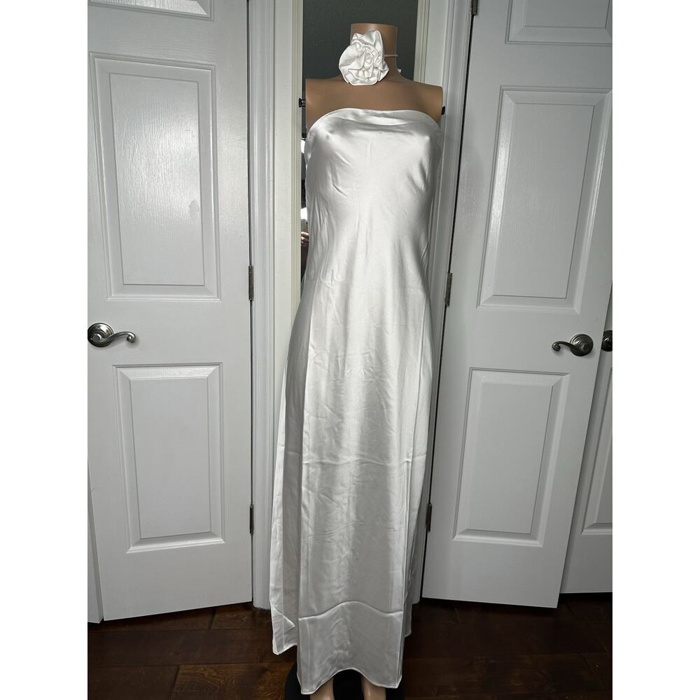 WeWoreWhat Revolve Strapless Silky Maxi Dress White Size 10 NWT MSRP $118 - Picture 3 of 13